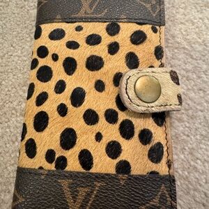 Leopard Print Wallet with Monogram Accents